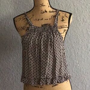 Black and Cream Patterned Women's Top